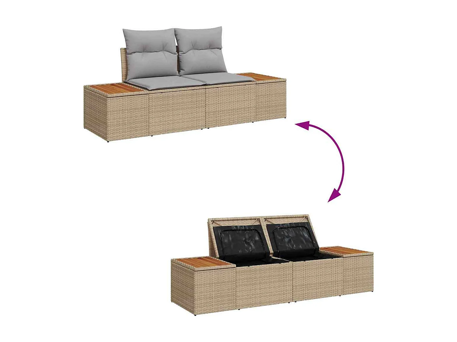 Ensemble de canapé de jardin 6 pcs Beige et Gris clair