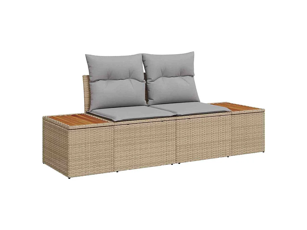 Gartensofa-set mit Kissen 7 pcs Beige und Hellgrau Polyrattan