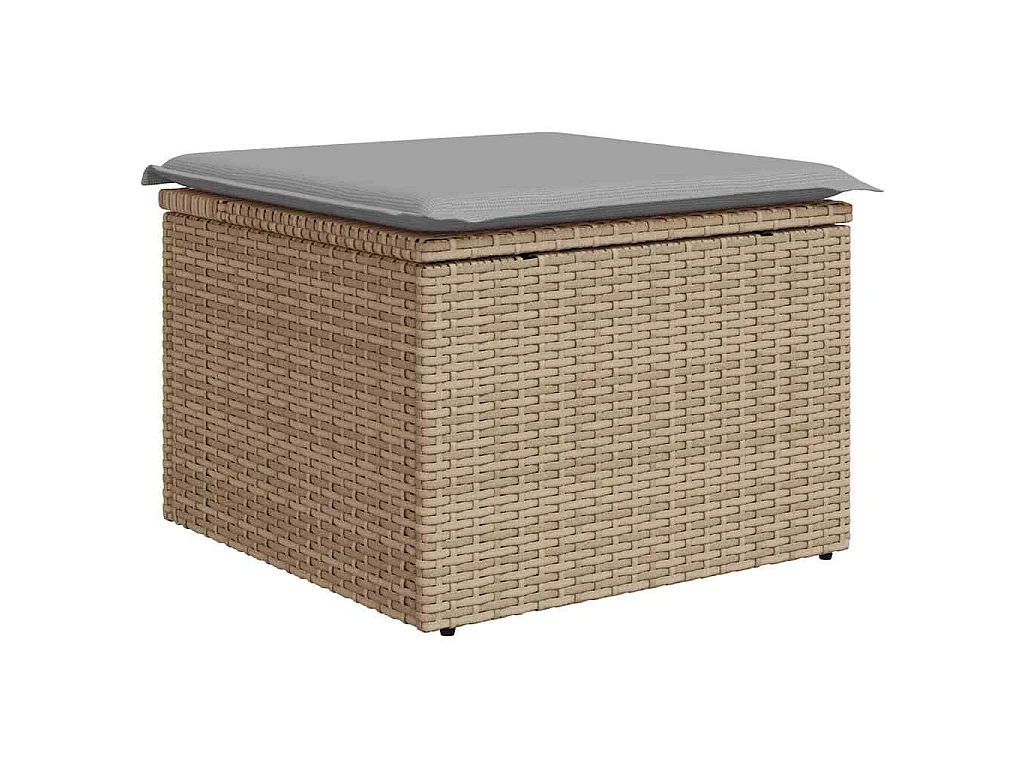 Gartensofa-set mit Kissen 7 pcs Beige und Hellgrau Polyrattan