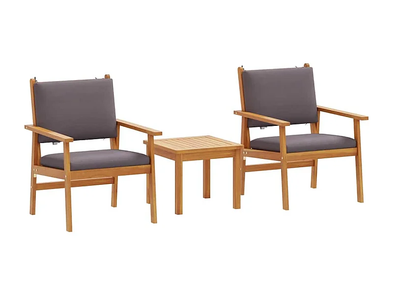 Set Divano da Giardino con cuscino 3 pcs Marrone 45 x 45 x 38cm