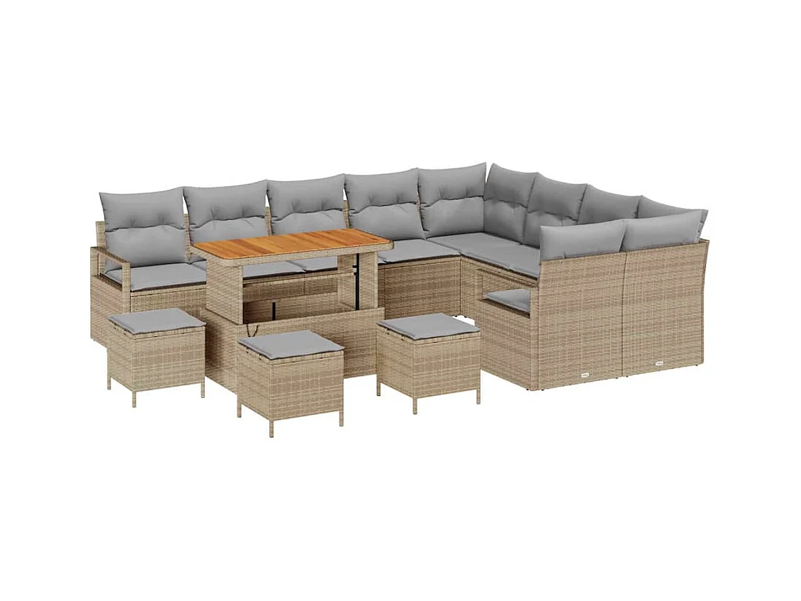 Ensemble de canapé de jardin 13 pcs Beige et Gris clair