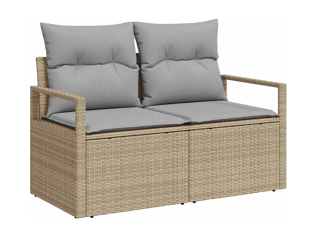 Conjunto de sofá de jardín con cojín 13 pcs Beige y Gris Claro