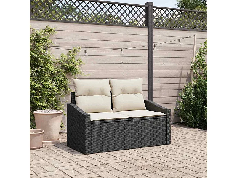 Tuinbank met kussen Zwart 123 x 62 x 69cm poly rattan