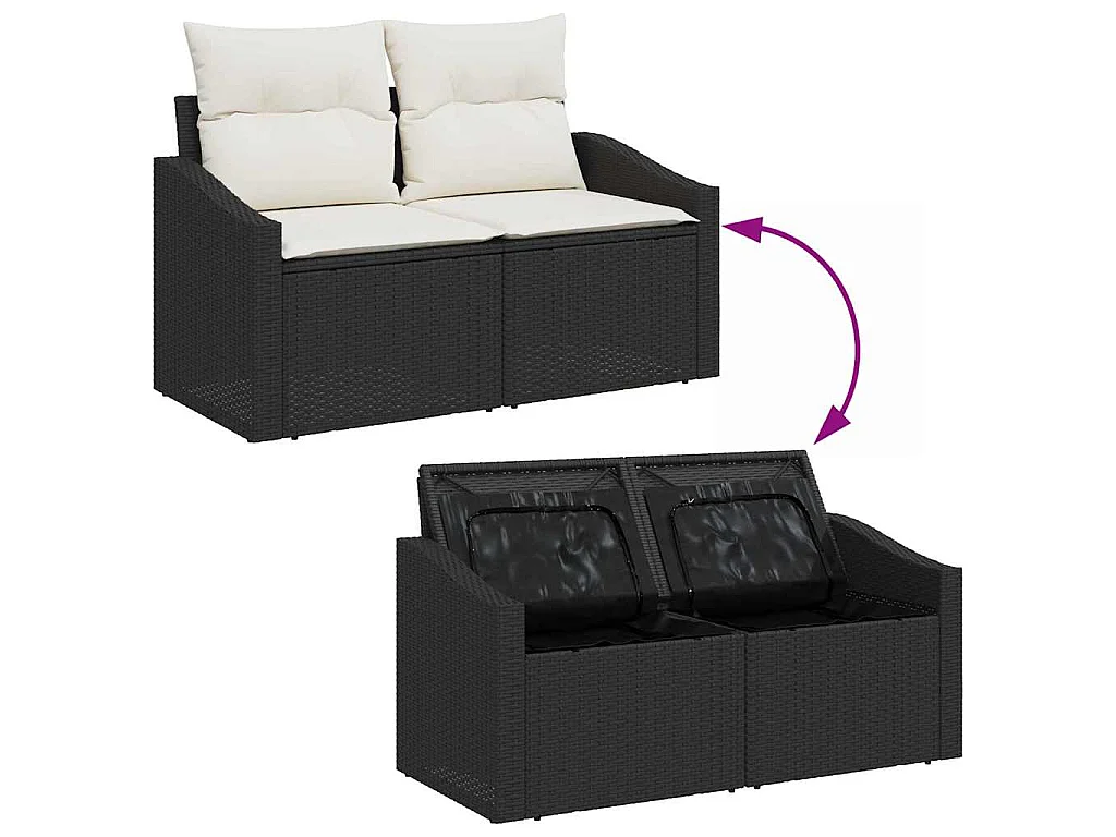 Tuinbank met kussen met opslag 123 x 62 x 69 cm poly rattan