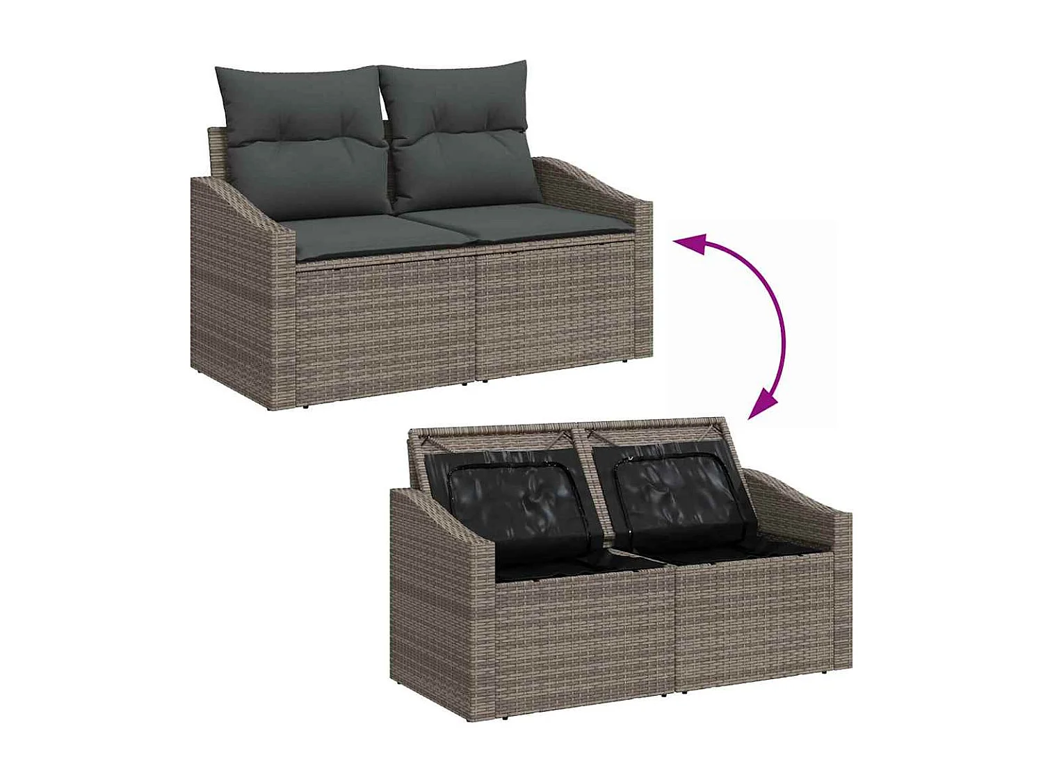 Ensemble de canapé de jardin 9 pcs Gris 90 x 55 x 71 cm