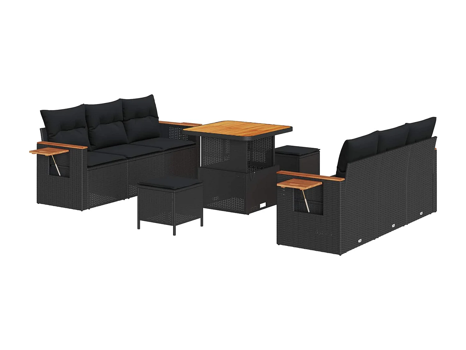 Ensemble de canapé de jardin avec coussin 11 pcs Noir polyrotin