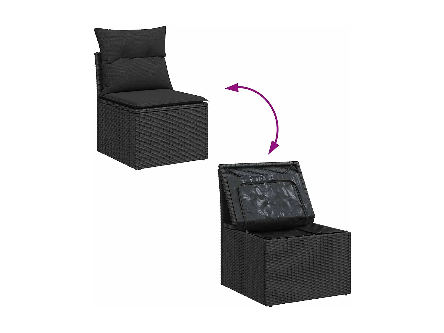 Gartensofa-set mit Kissen 11 pcs Schwarz Poly-Rattan