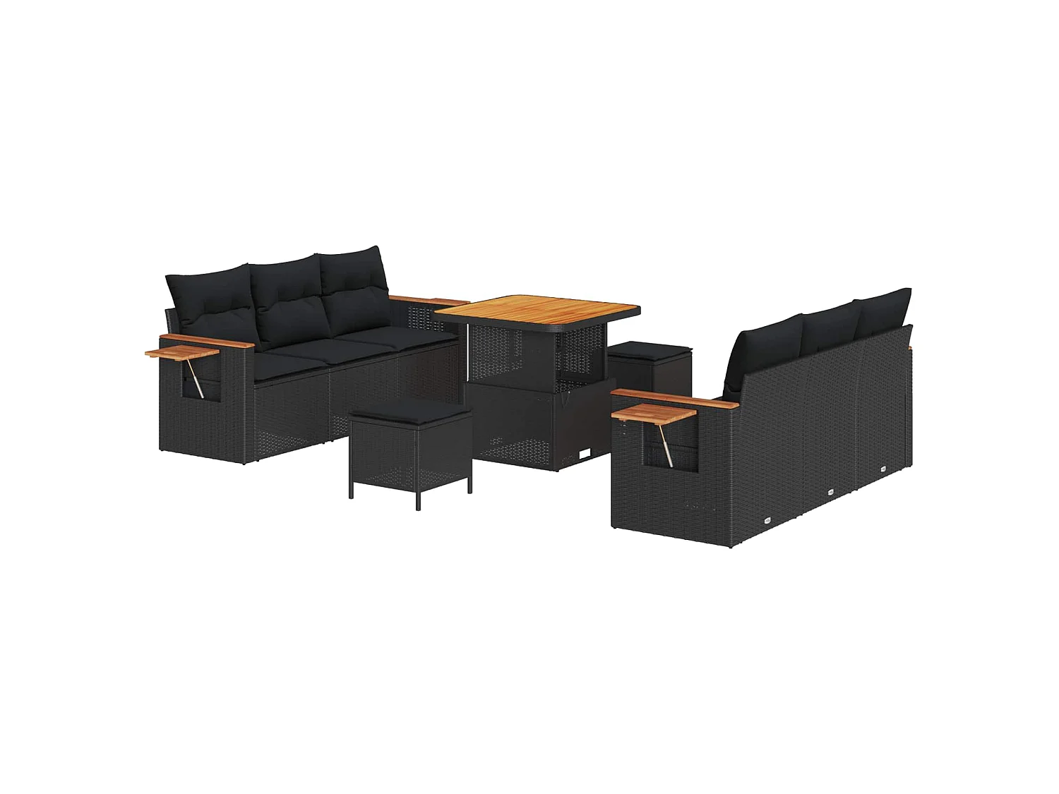 Ensemble de canapé de jardin avec coussin 11 pcs Noir polyrotin