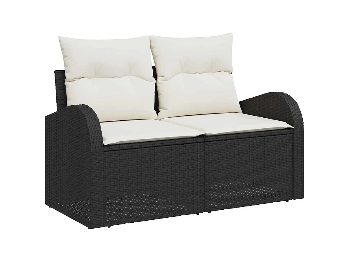 Ensemble de canapé de jardin avec coussin 7 pcs Noir et crème