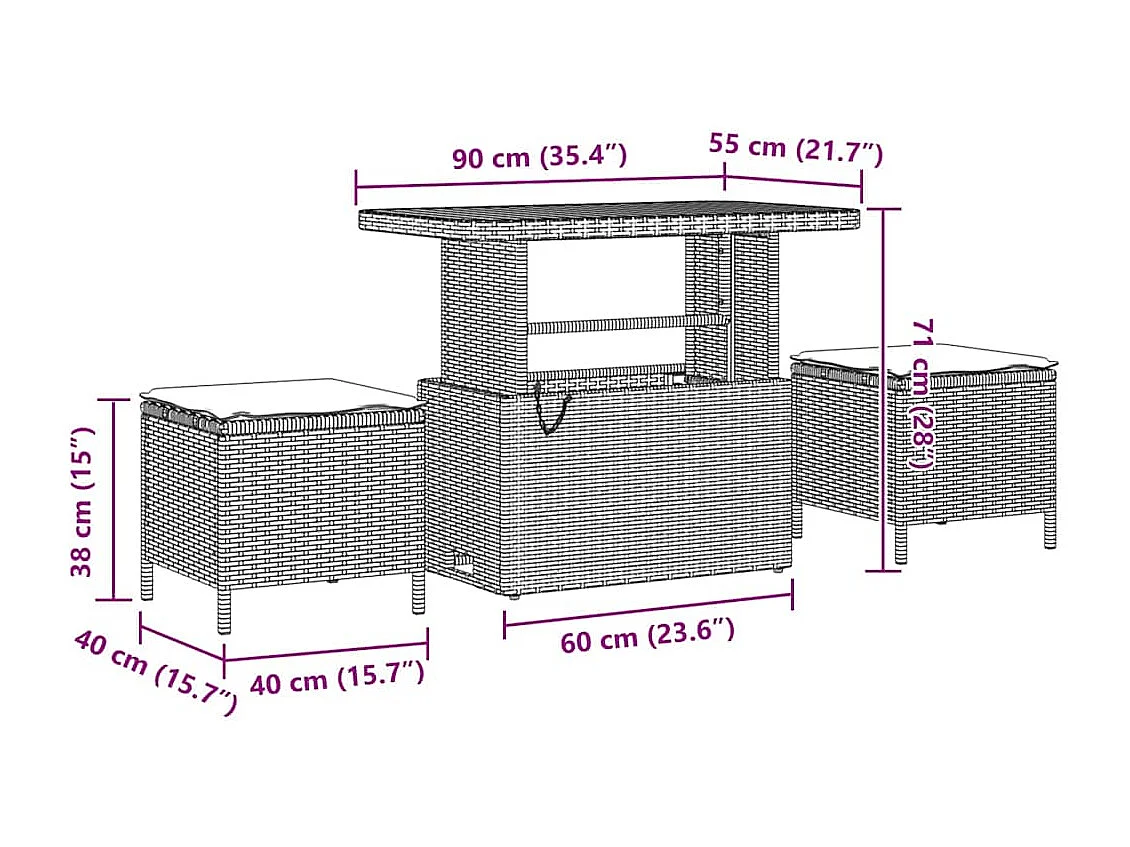 Ensemble de canapé de jardin 9 pcs Beige Poly rotin