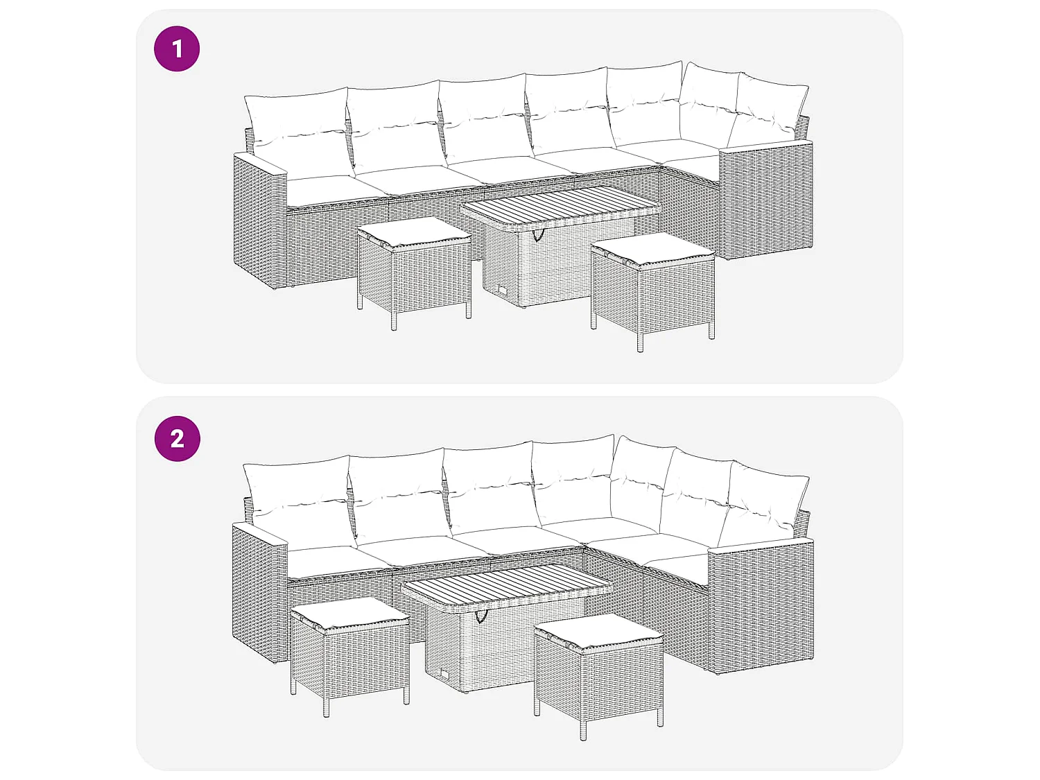Tuinbankenset 9 pcs Beige poly rattan