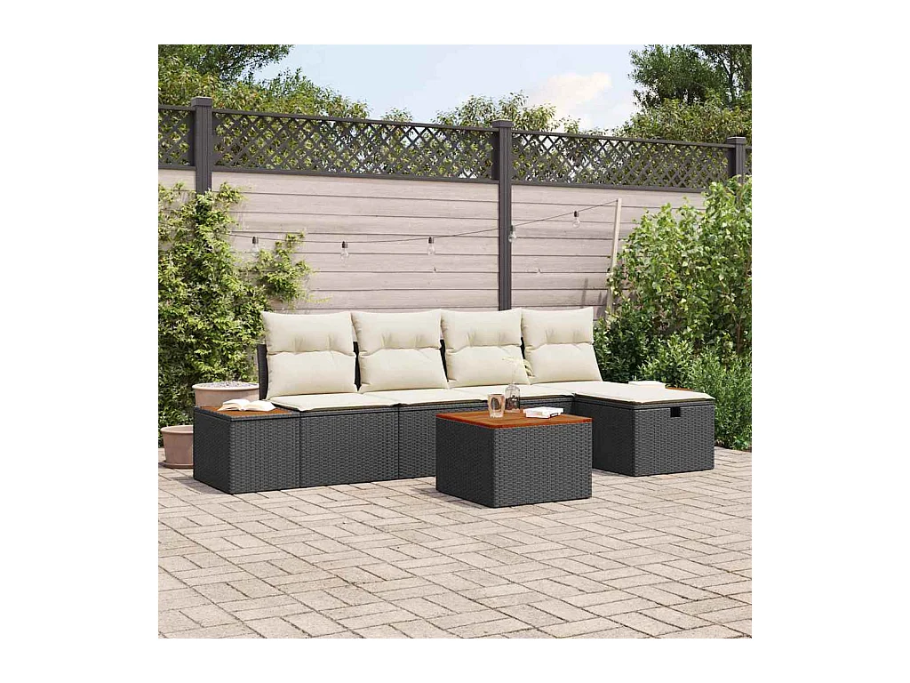 Ensemble de canapé de jardin 6 pcs Noir 55 x 62 x 69 cm