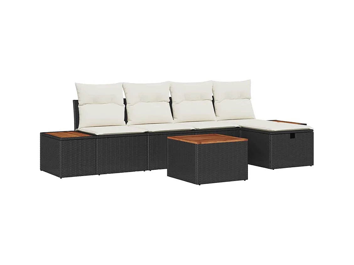 Ensemble de canapé de jardin 6 pcs Noir 55 x 62 x 69 cm