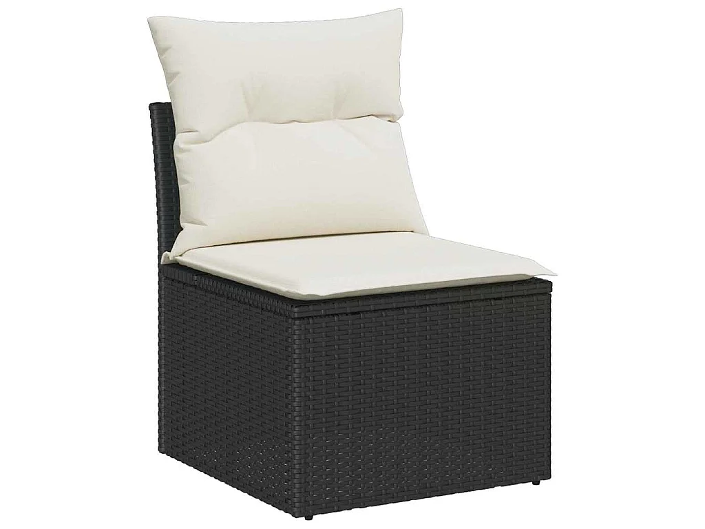 Conjunto de Sofá de Jardim 6 unid. Preto vime PE