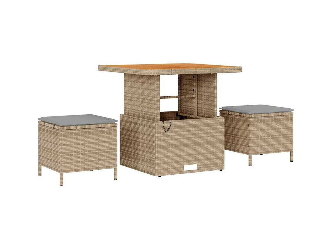 Ensemble de canapé de jardin 9 pcs Beige Poly rotin