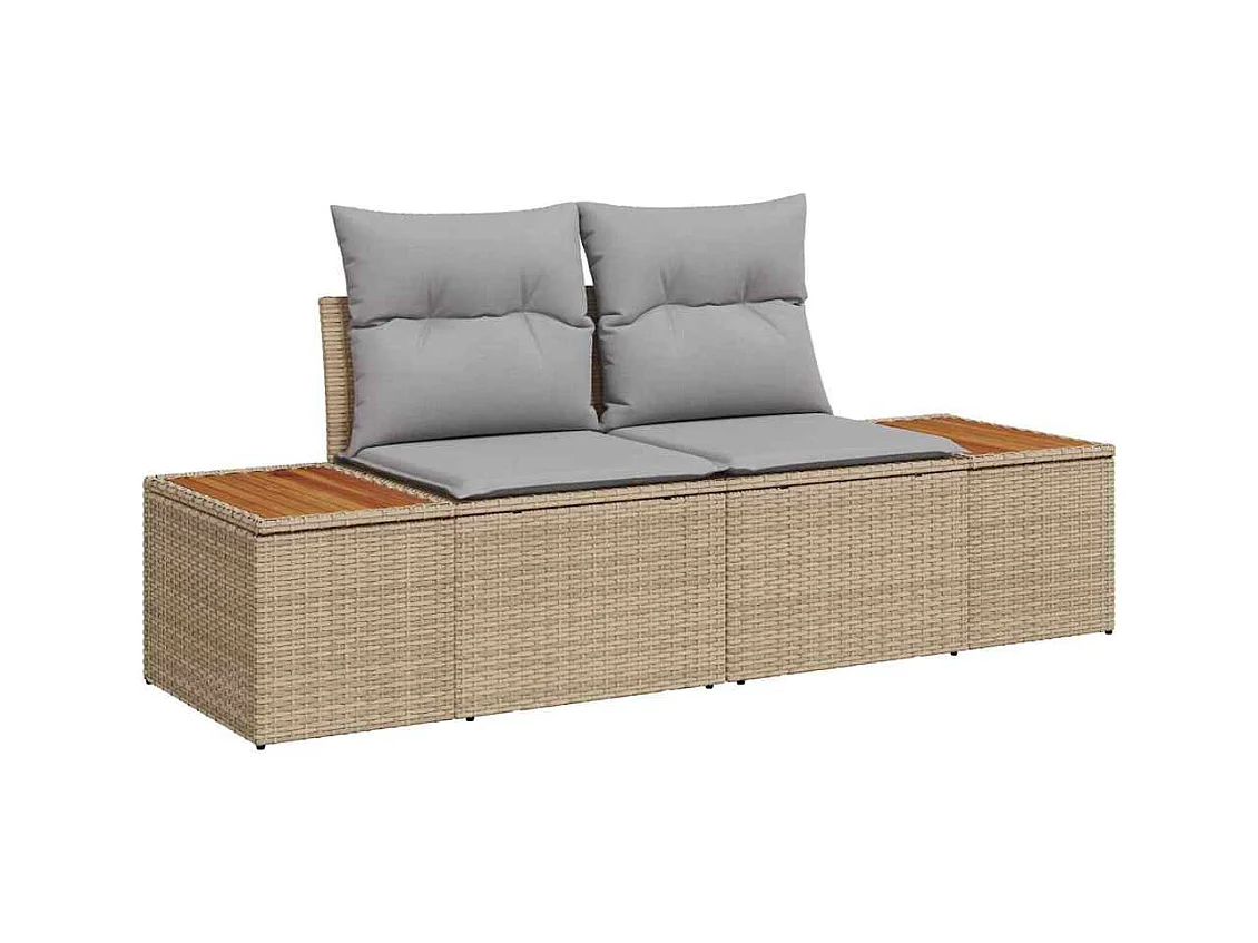 Ensemble de canapé de jardin 9 pcs Beige Poly rotin