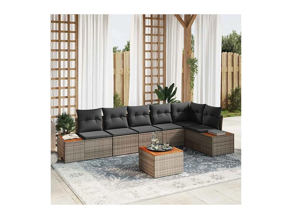 Ensemble de canapé de jardin 7 pcs Gris 319 x 154 x 85 cm