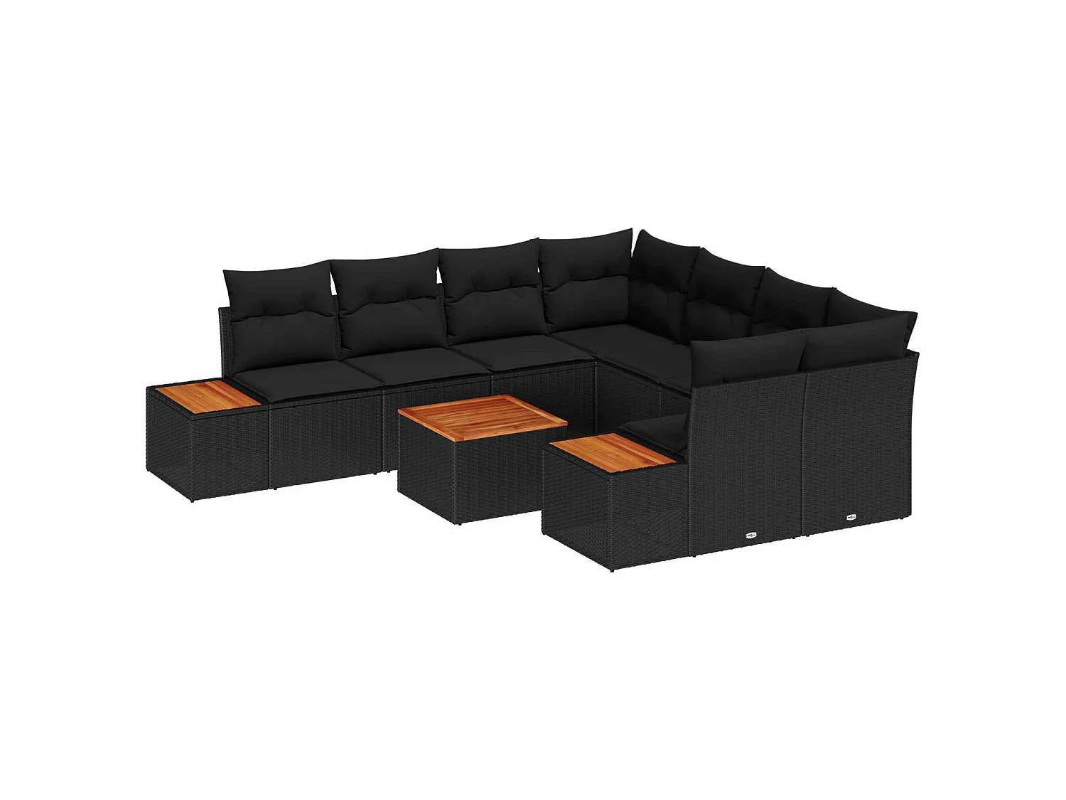 Ensemble de canapé de jardin avec coussin 9 pcs Noir Poly rotin