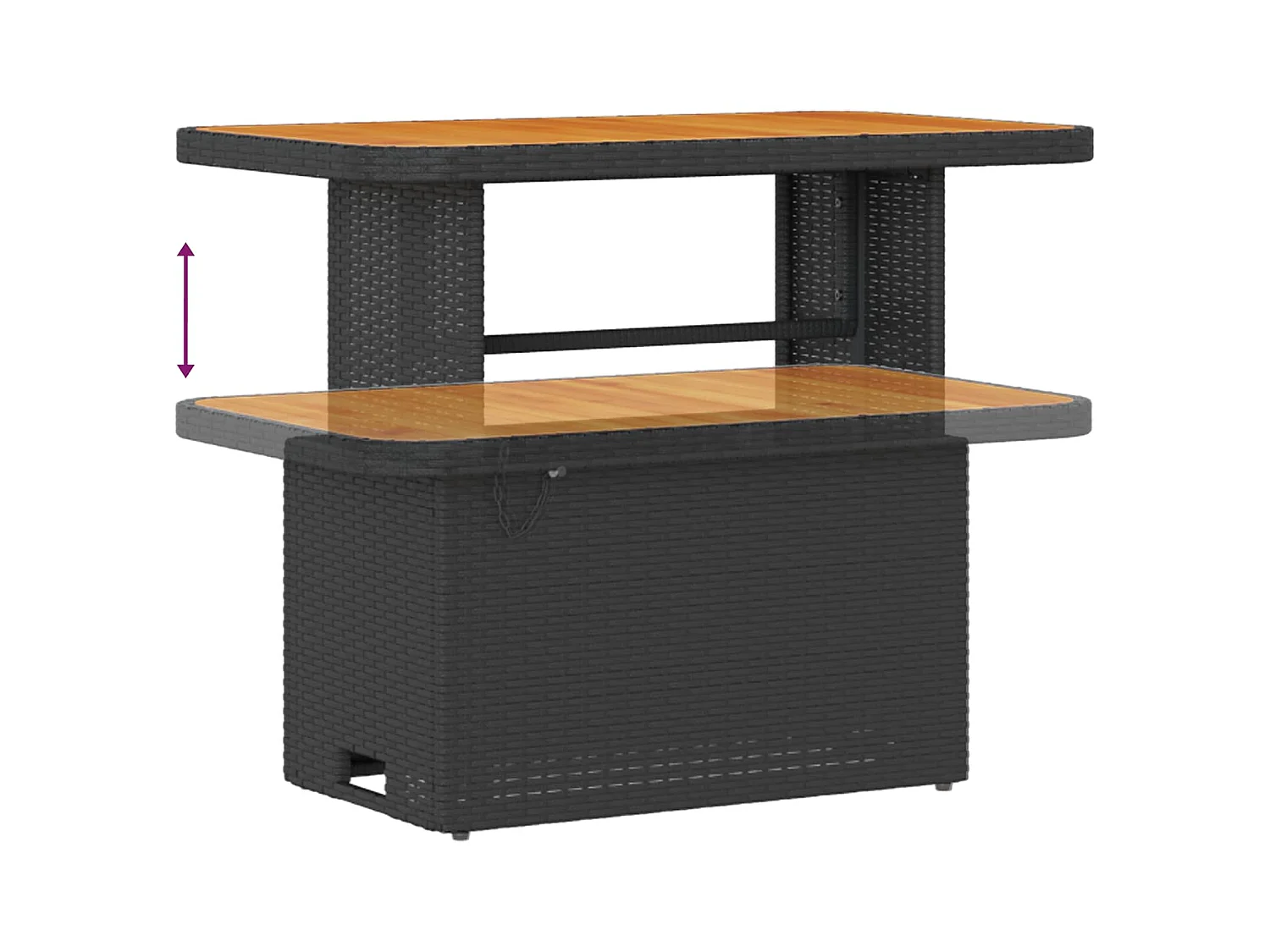 Tuinbankenset 9 pcs Zwart Poly rattan en gepoedercoat staal