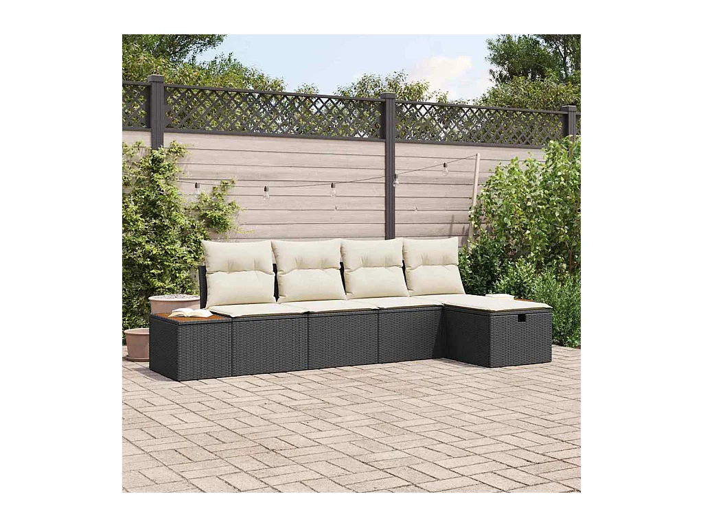 Ensemble de canapé de jardin 5 pcs Noir 55 x 62 x 69 cm