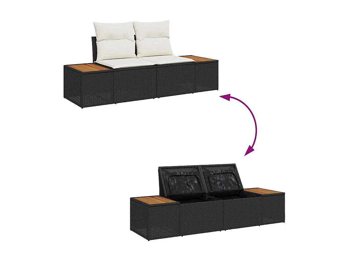 Ensemble de canapé de jardin 5 pcs Noir 55 x 62 x 69 cm