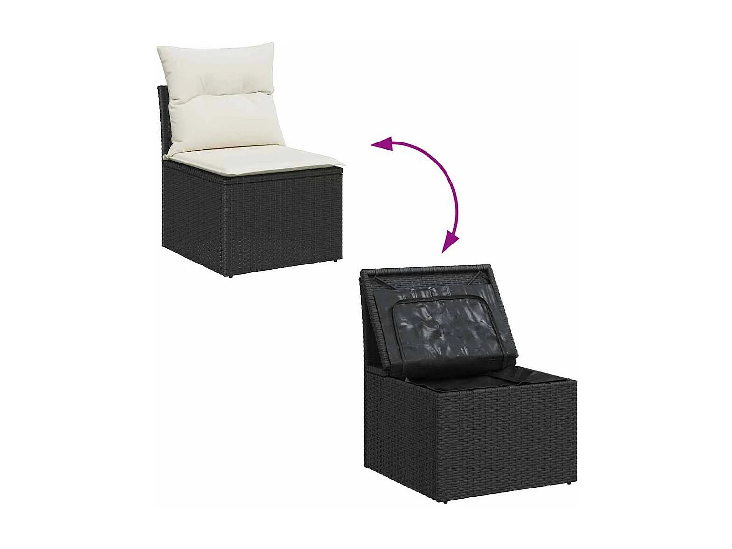 Ensemble de canapé de jardin 5 pcs Noir 55 x 62 x 69 cm