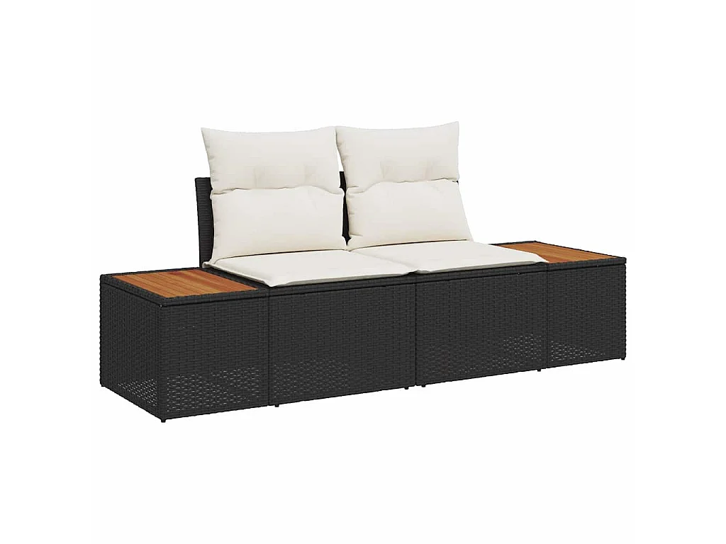 Conjunto de sofá de jardín con almohada 5 pcs Negro Poliratán