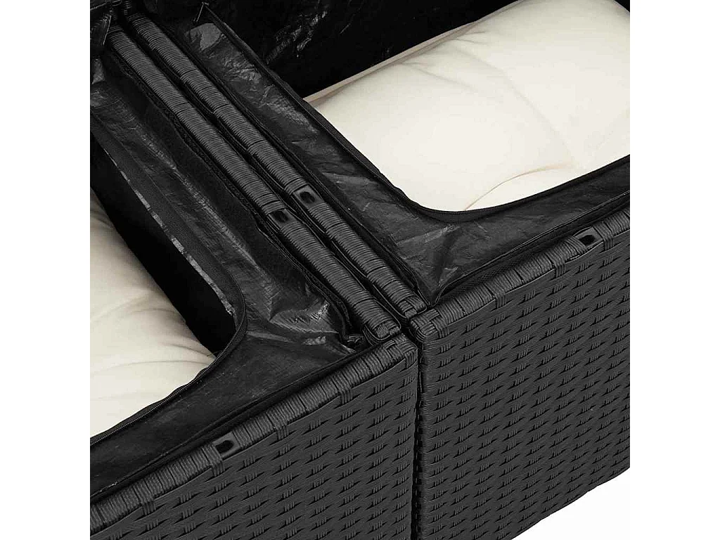 Conjunto de sofá de jardín con almohada 5 pcs Negro Poliratán