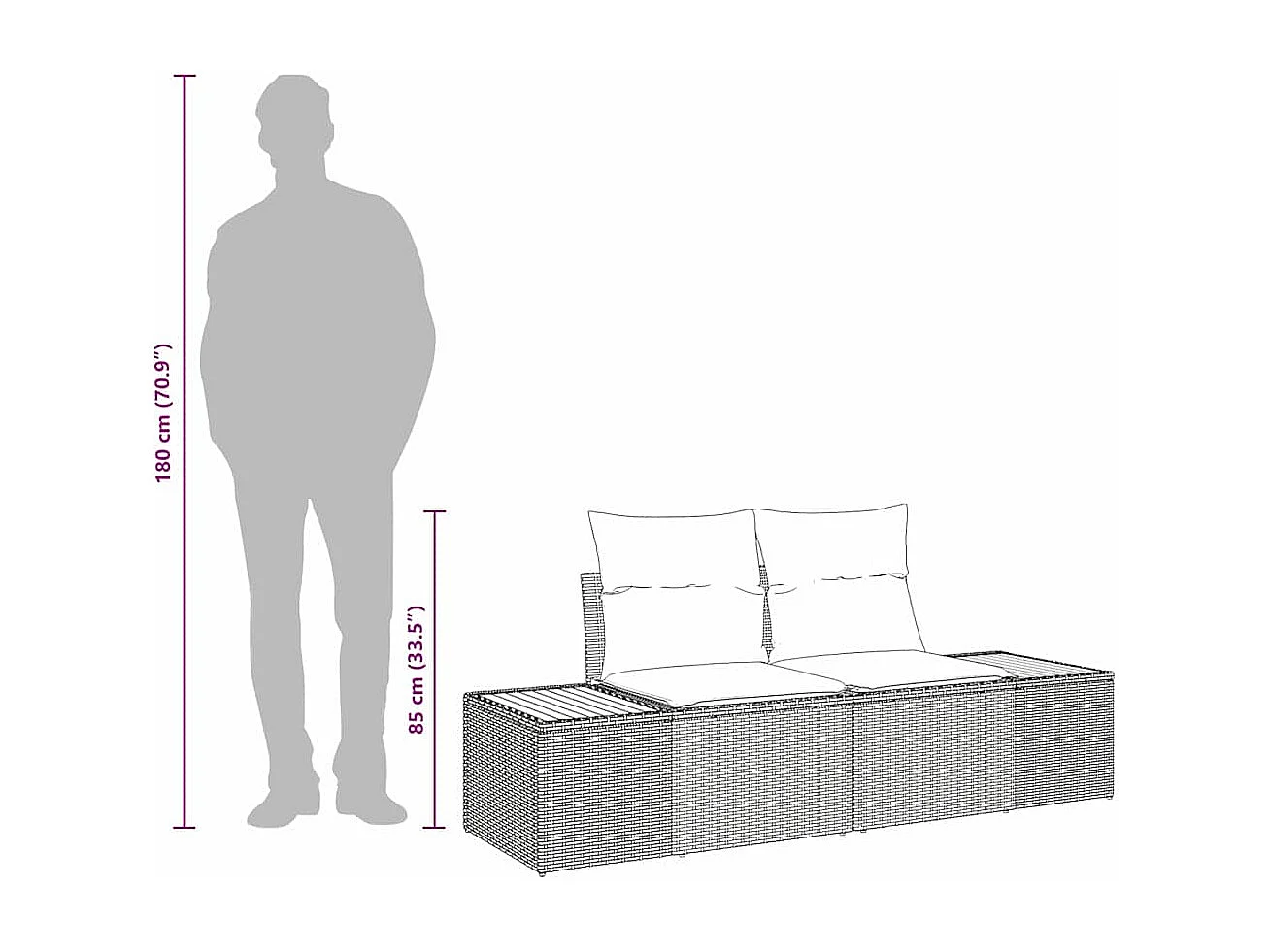 Tuinbank Beige 184 x 62 x 85cm poly rattan