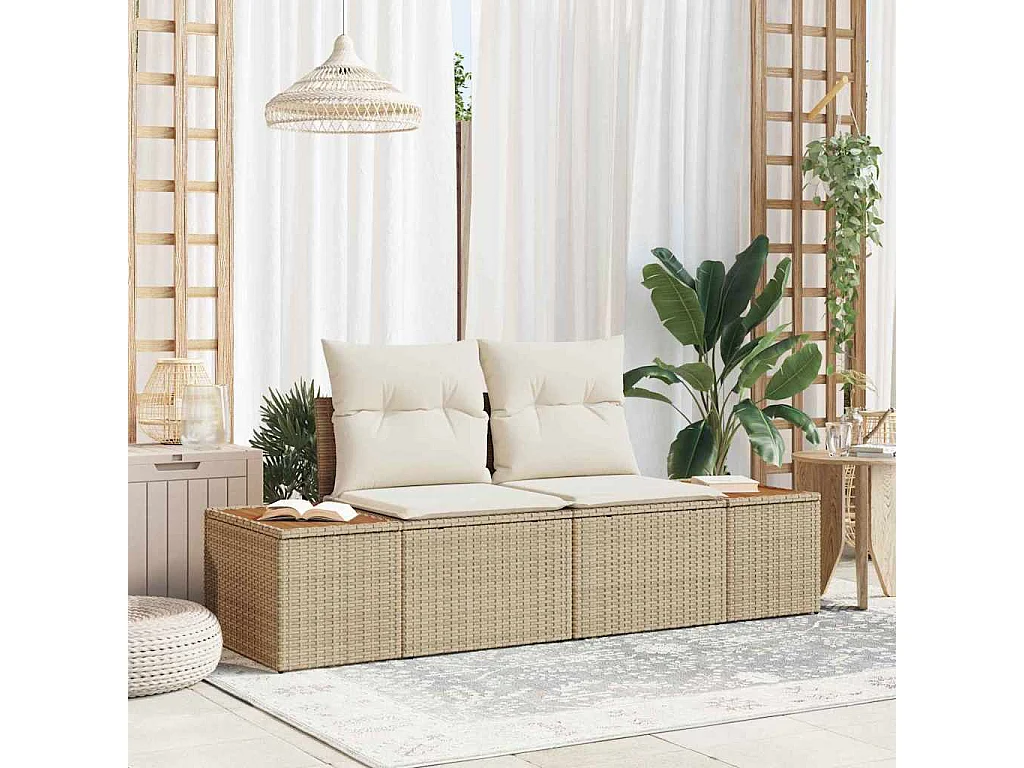 Canapé de jardin Beige 184 x 62 x 85cm polyrotin