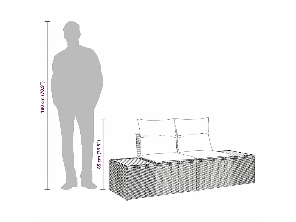 Canapé de jardin Beige 184 x 62 x 85cm polyrotin