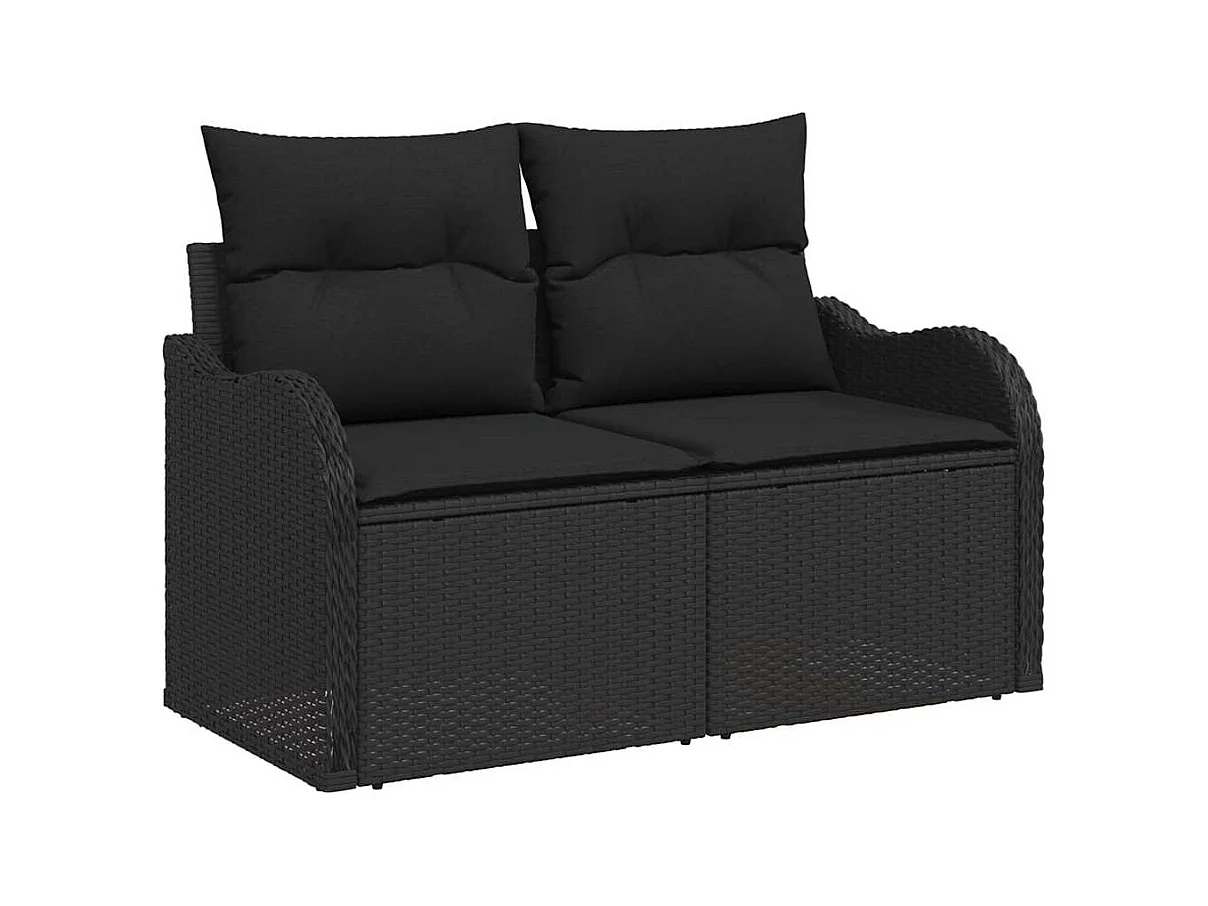 Tuin Sofa Set met kussen met opslag 7 pcs Zwart Poly riet