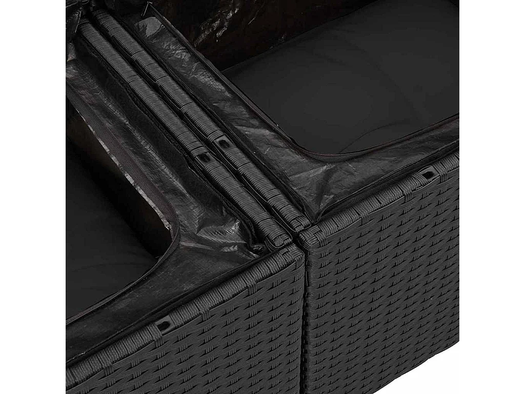 Ensemble de canapé de jardin avec coussin 7 pcs Noir Poly rotin
