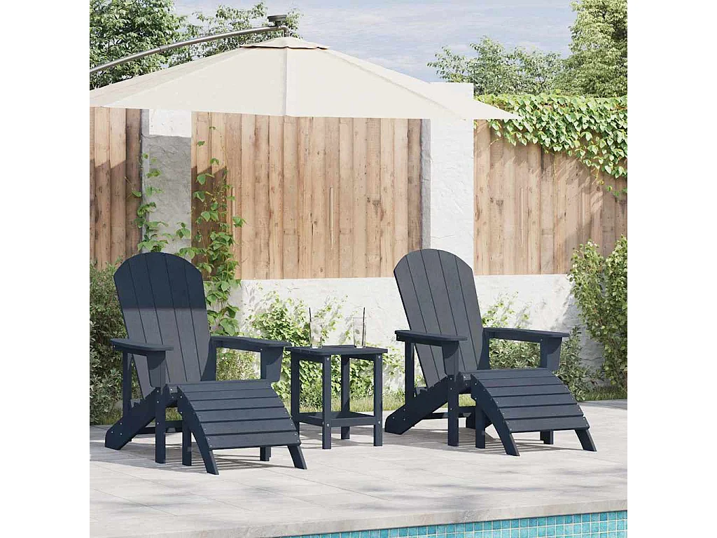 Chaise de jardin 2 pcs Bleu marine 83 x 74 x 92 cm Polyéthylène