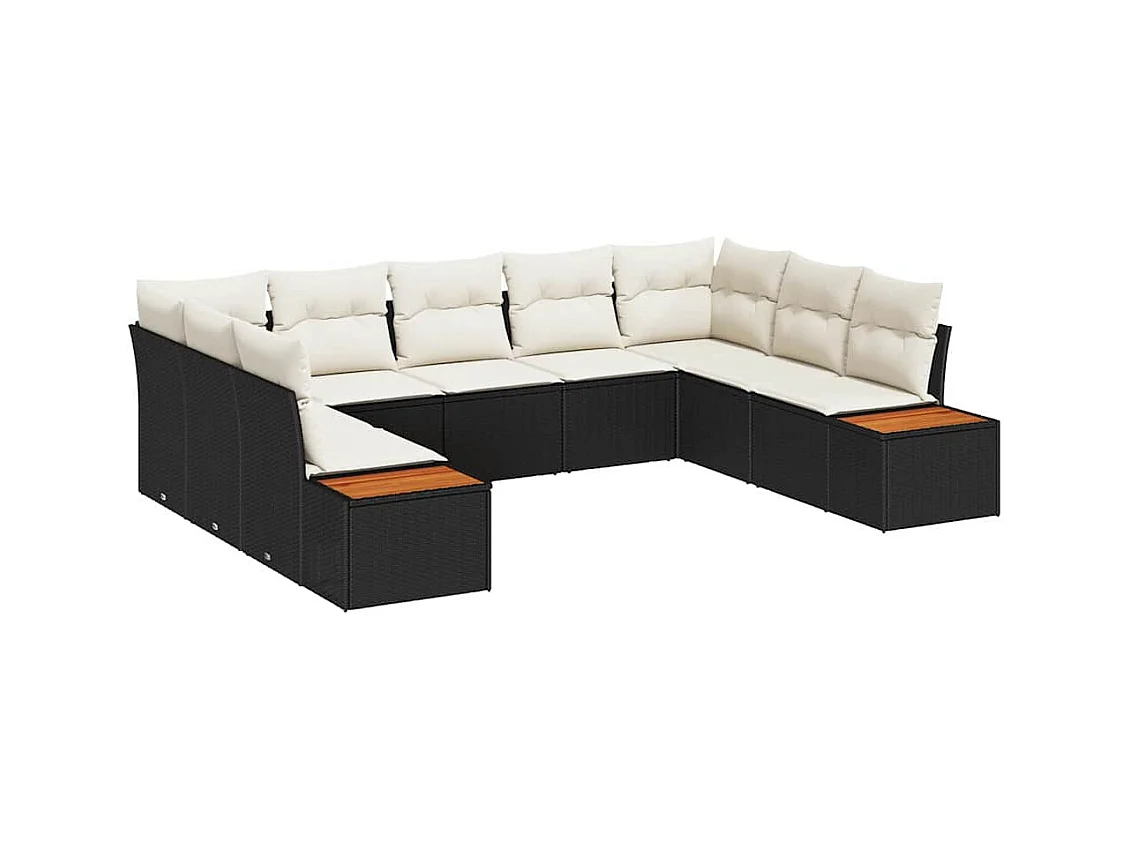 Garten-Sofa-Set 5 pcs Schwarz und Creme 289 x 209 x 85 cm