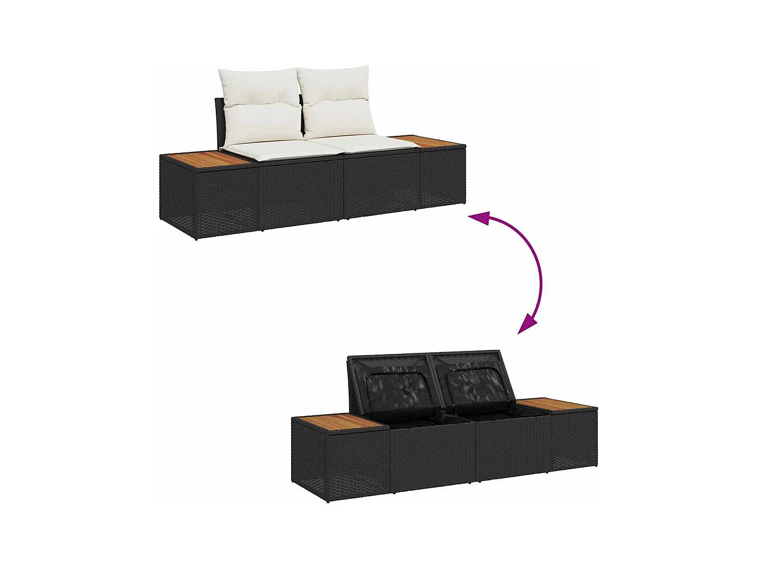 Garten-Sofa-Set 5 pcs Schwarz und Creme 289 x 209 x 85 cm