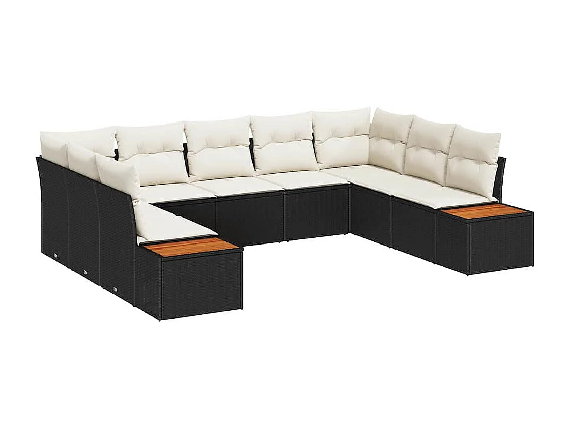 Ensemble de canapé de jardin 5 pcs Noir et crème Poly rotin