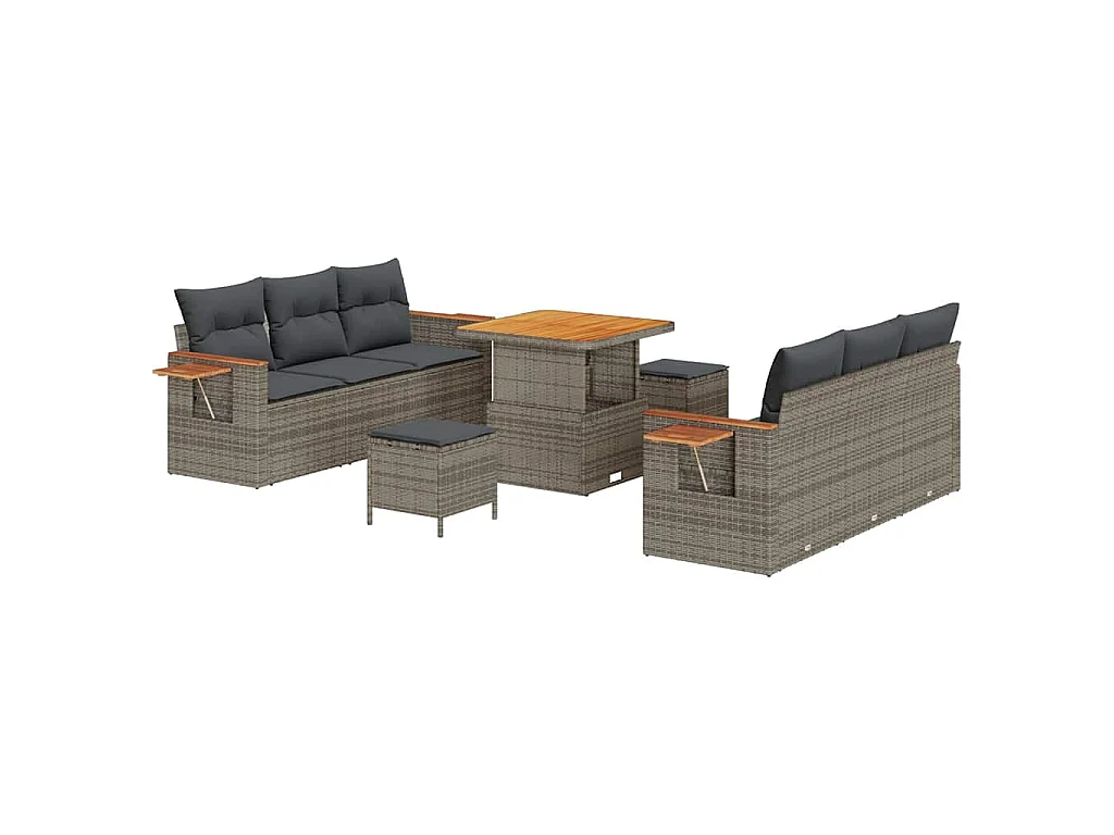 Ensemble de canapé de jardin avec coussin 11 pcs Gris polyrotin