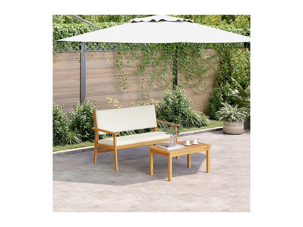 Banc de jardin avec coussin Marron Bois d'acacia massif