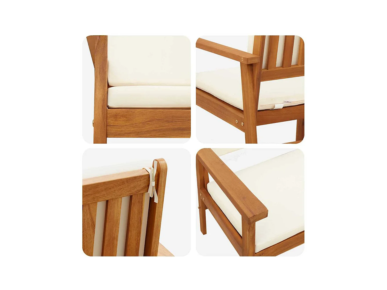 Banc de jardin avec coussin Marron Bois d'acacia massif