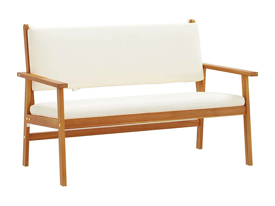 Banc de jardin avec coussin Blanc crème Bois d'Acacia Massif