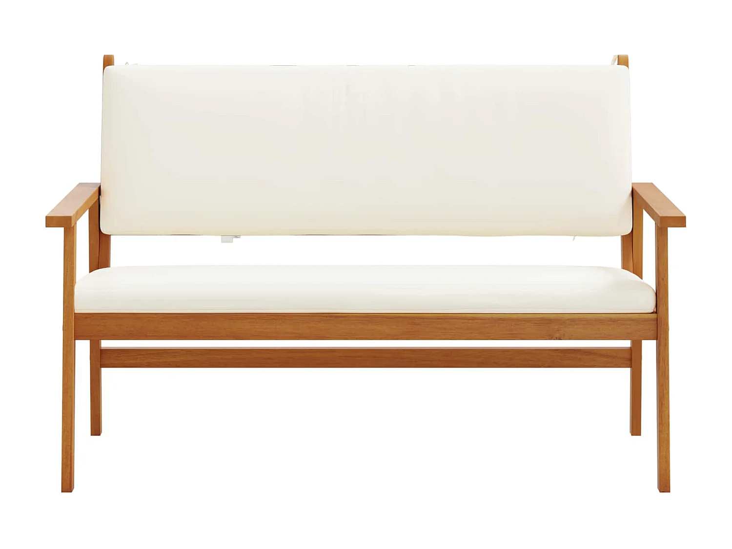 Banc de jardin avec coussin Blanc crème Bois d'Acacia Massif