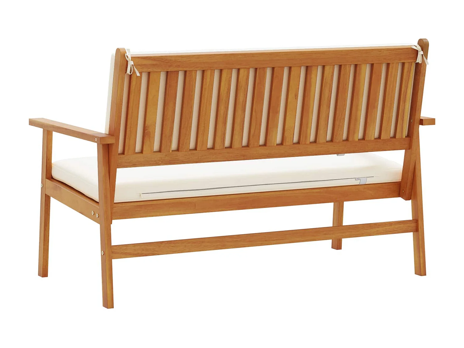 Banc de jardin avec coussin Blanc crème Bois d'Acacia Massif