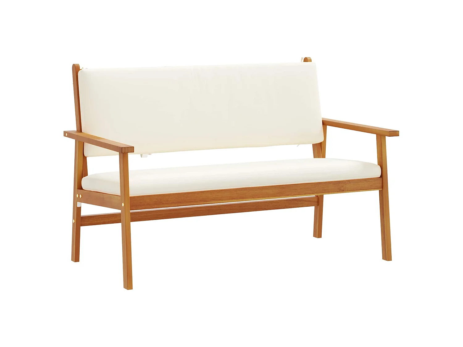 Banc de jardin avec coussin Blanc crème Bois d'Acacia Massif