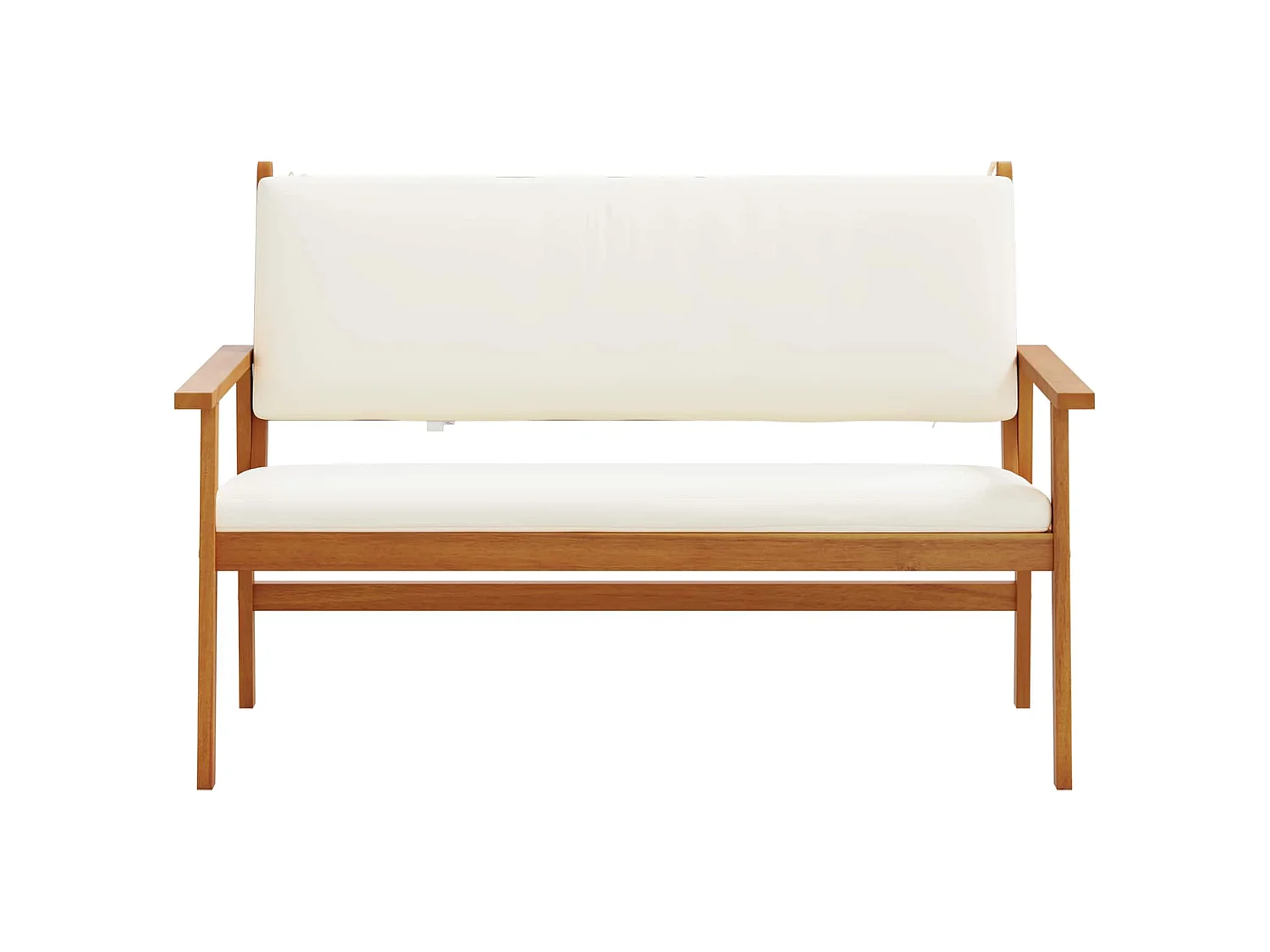 Banc de jardin avec coussin Blanc crème Bois d'Acacia Massif