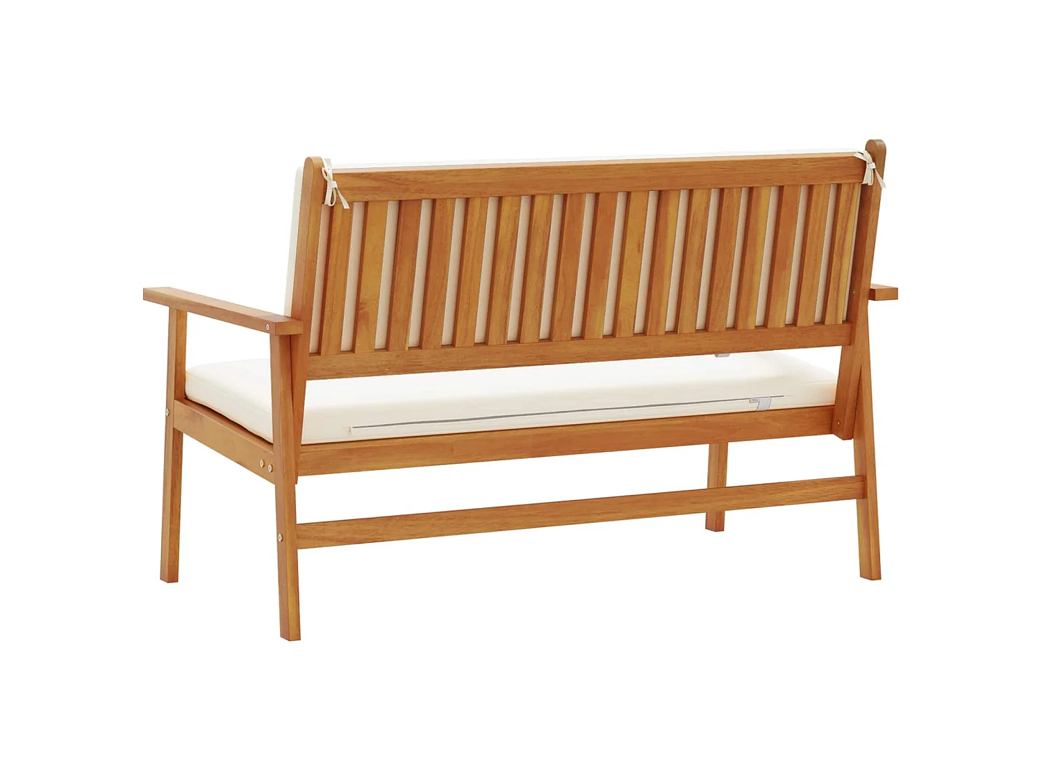 Banc de jardin avec coussin Blanc crème Bois d'Acacia Massif