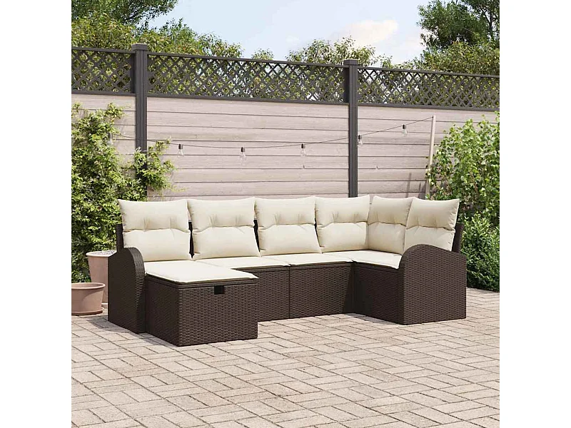 Tuin Sofa Set 6 pcs Bruin en crème 234 x 124 x 85 cm Poly riet