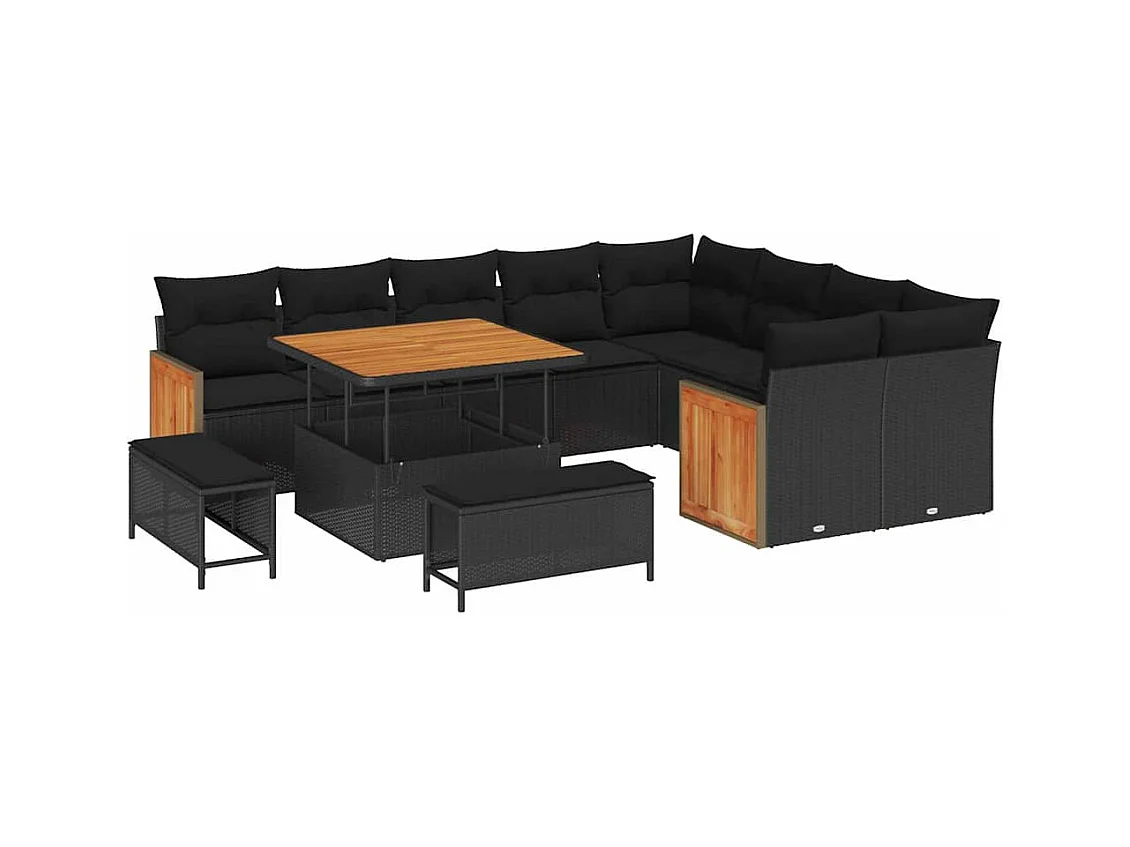 Ensemble de canapé de jardin 12 pcs Noir 100 x 100 x 71 cm