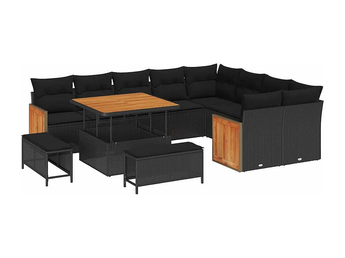 Ensemble de canapé de jardin 12 pcs Noir 100 x 100 x 71 cm