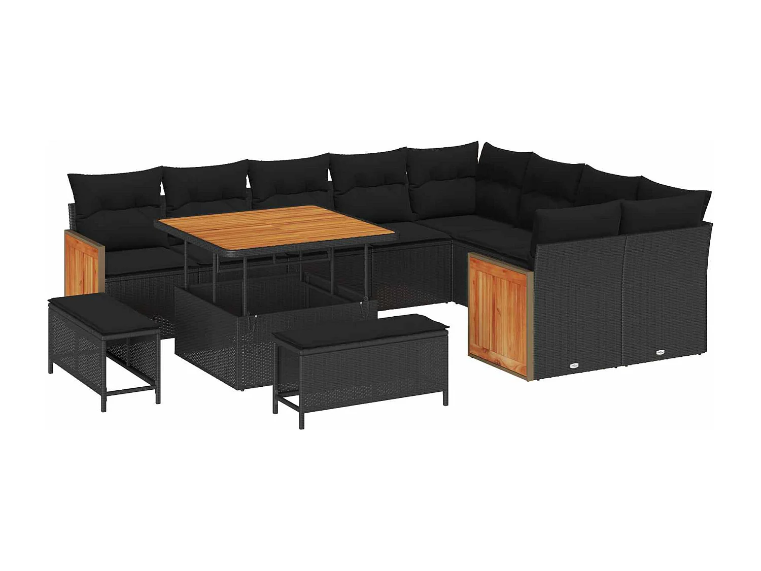 Ensemble de canapé de jardin 12 pcs Noir 100 x 100 x 71 cm